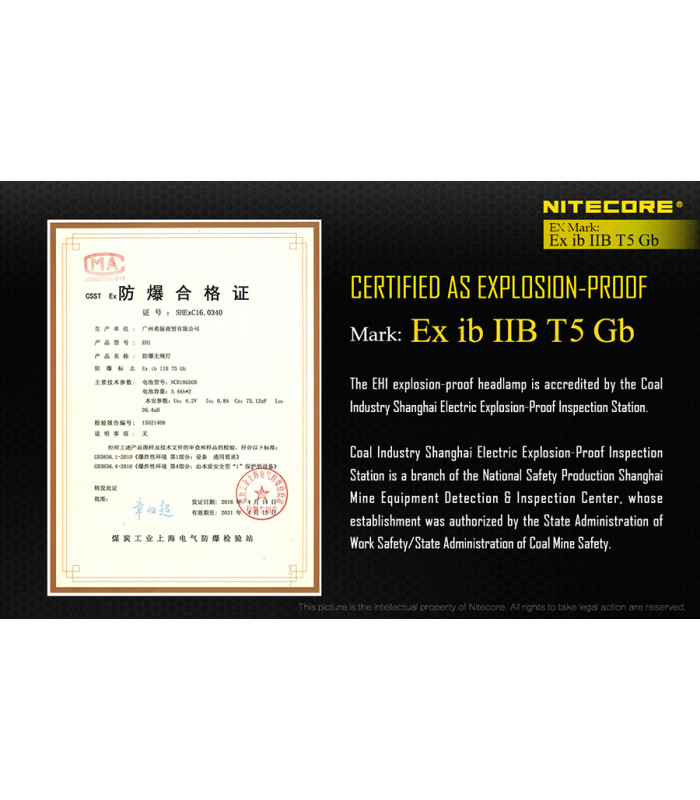 ΦΑΚΟΣ LED NITECORE EXPLOSION-PROOF EH1 / 6500, Κεφαλής Αντιεκρηκτικός
