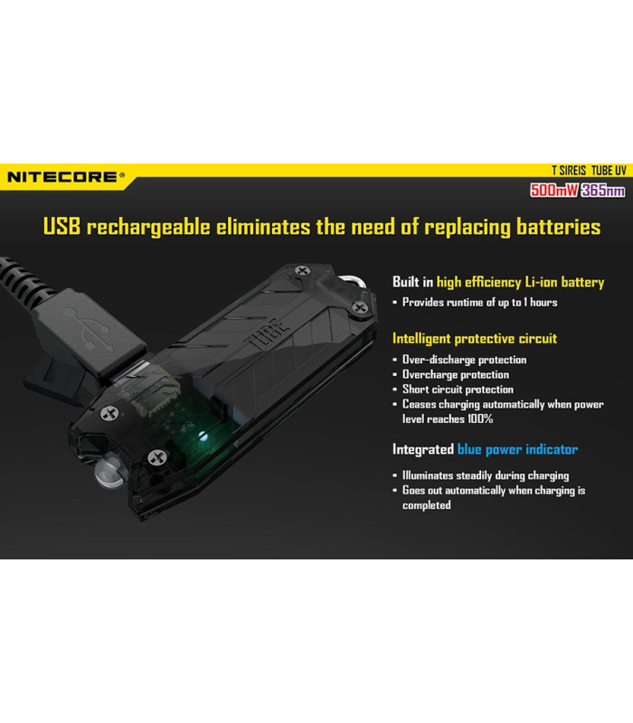 ΦΑΚΟΣ LED NITECORE TUBE, Μπρελόκ, Rechargable-UV