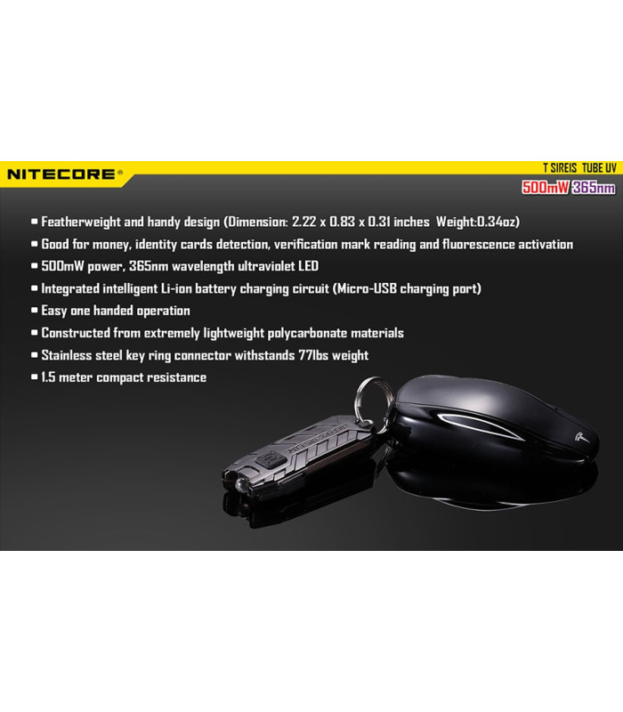 ΦΑΚΟΣ LED NITECORE TUBE, Μπρελόκ, Rechargable-UV