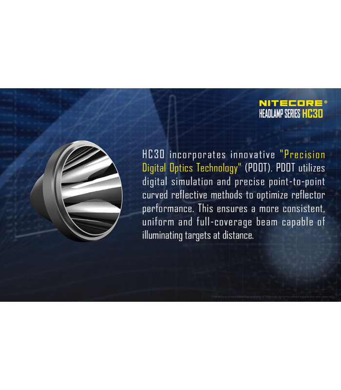 ΦΑΚΟΣ LED NITECORE HEADLAMP HC30, ΚΕΦΑΛΗΣ