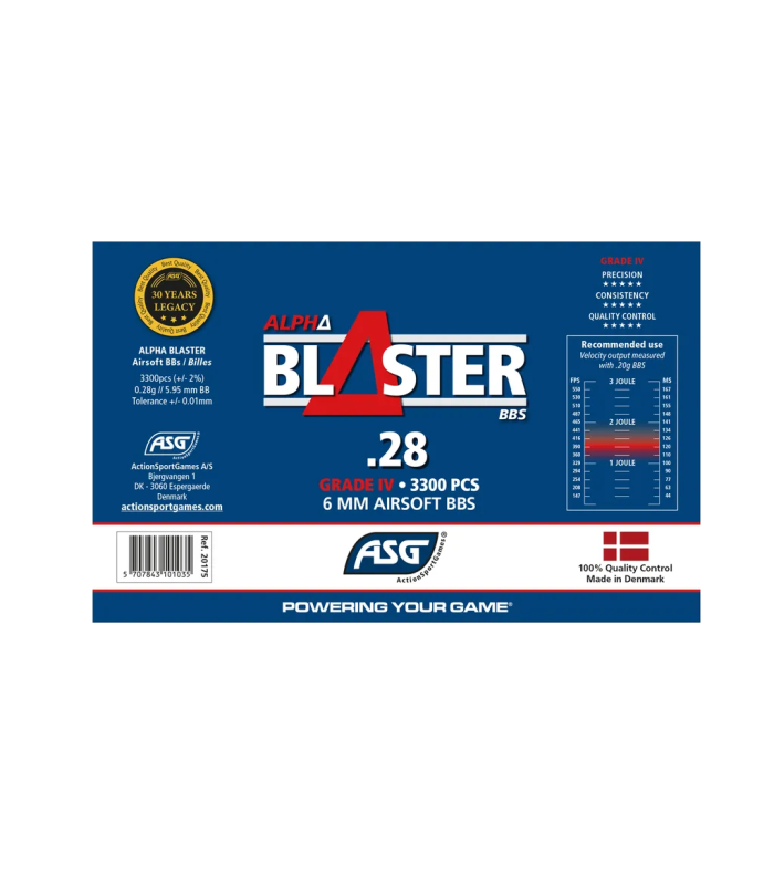 ΜΠΙΛΙΕΣ SOFT ASG Alpha Blaster, 0.28gr/3300bbs