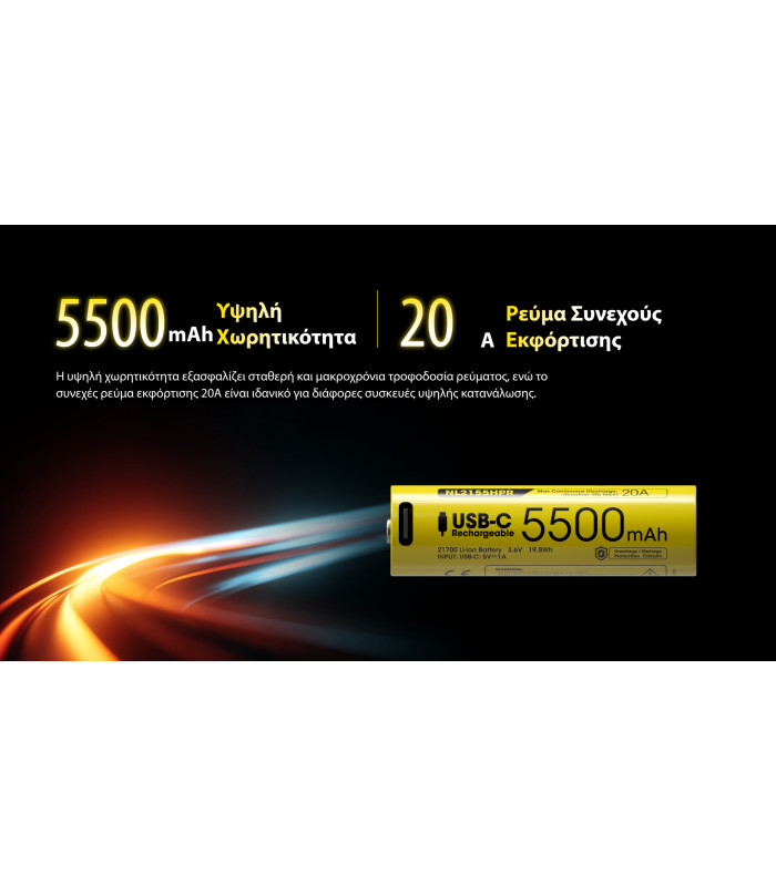 ΜΠΑΤΑΡΙΑ NITECORE 21700 / 5500mAh (τιμή τεμαχίου), NL2155HPR