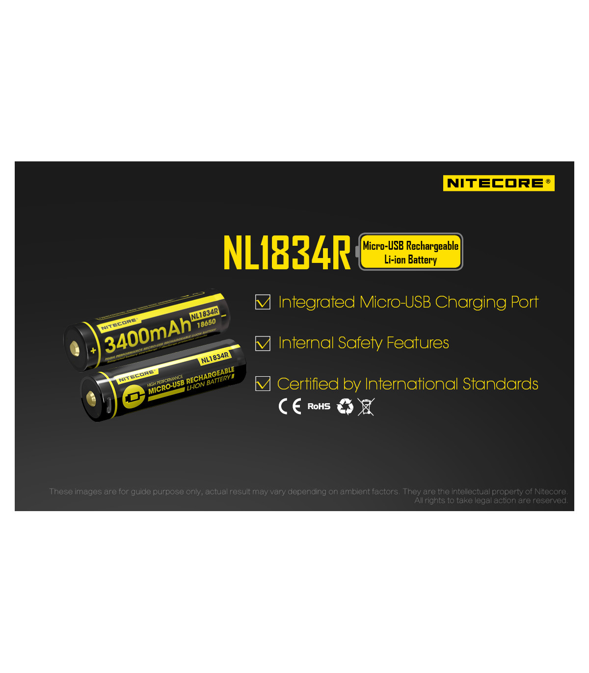 ΜΠΑΤΑΡΙΑ NITECORE 18650 / 3400mAh / USB-C (τιμή τεμαχίου)