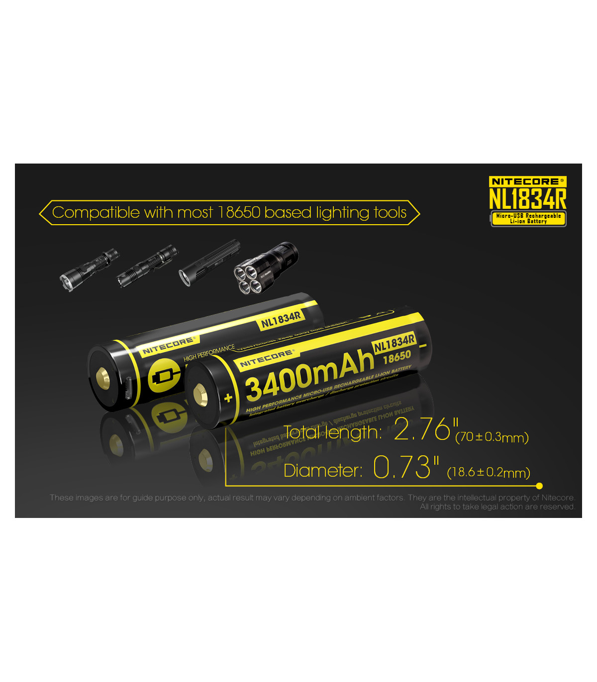 ΜΠΑΤΑΡΙΑ NITECORE 18650 / 3400mAh / USB-C (τιμή τεμαχίου)