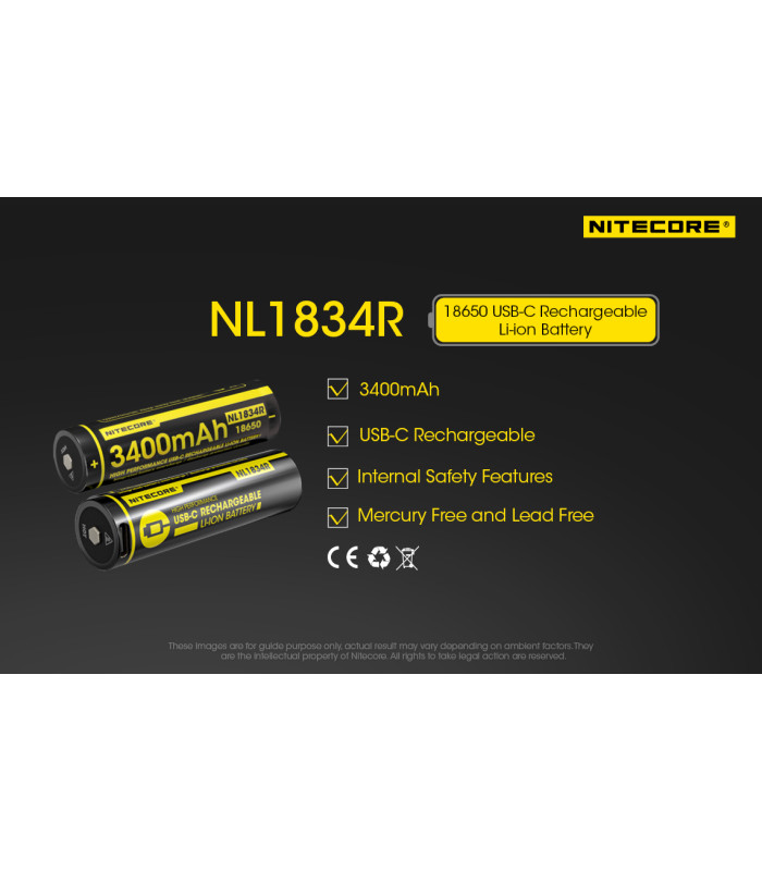 ΜΠΑΤΑΡΙΑ NITECORE 18650 / 3400mAh / USB-C (τιμή τεμαχίου)