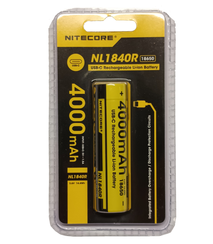 Nitecore NL1840R - 18650/4000mAh Rechargeable USB-C Battery | Sabotage Oddal