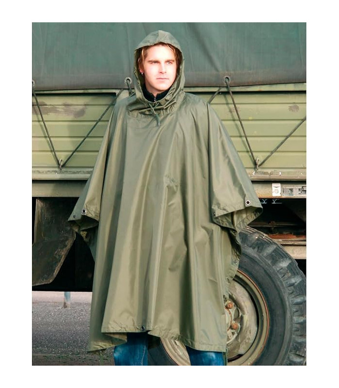 Πόντσο MILTEC Ripstop Wet Weather Poncho Με Κουκούλα Και Κουμπώματα Αδιάβροχο Λαδί | Sabotage Oddal