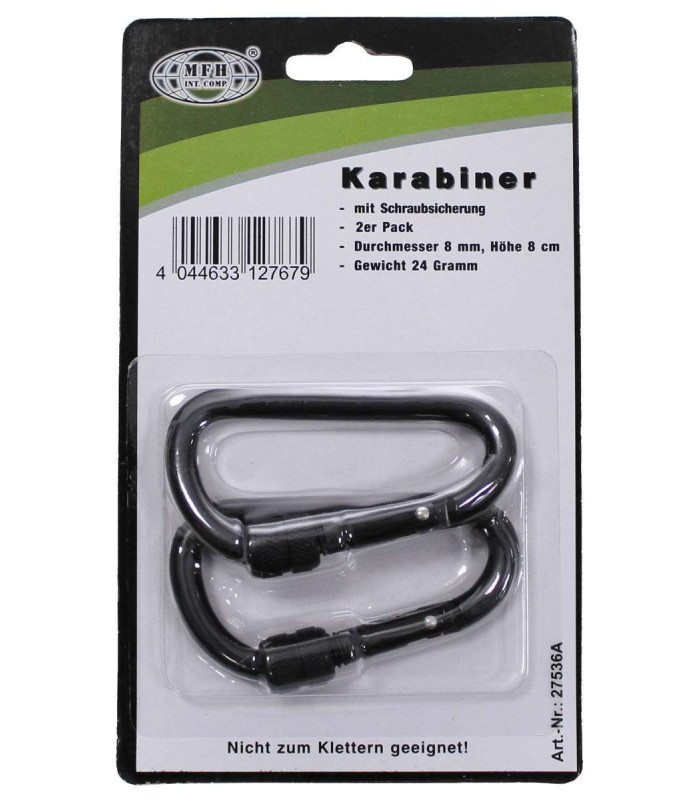 MFH CARABINER ALUMINIUM 8 MM x 8 CM