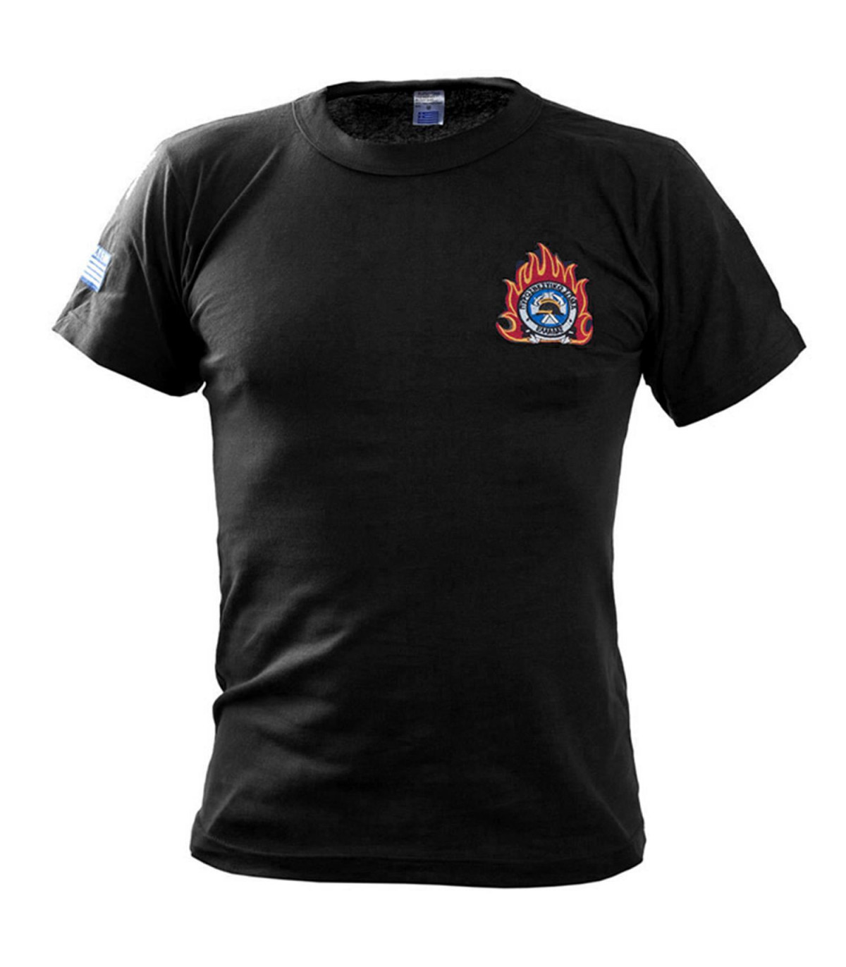 Μπλουζάκι μακό με κέντημα Πυροσβεστικής (Μαύρο)