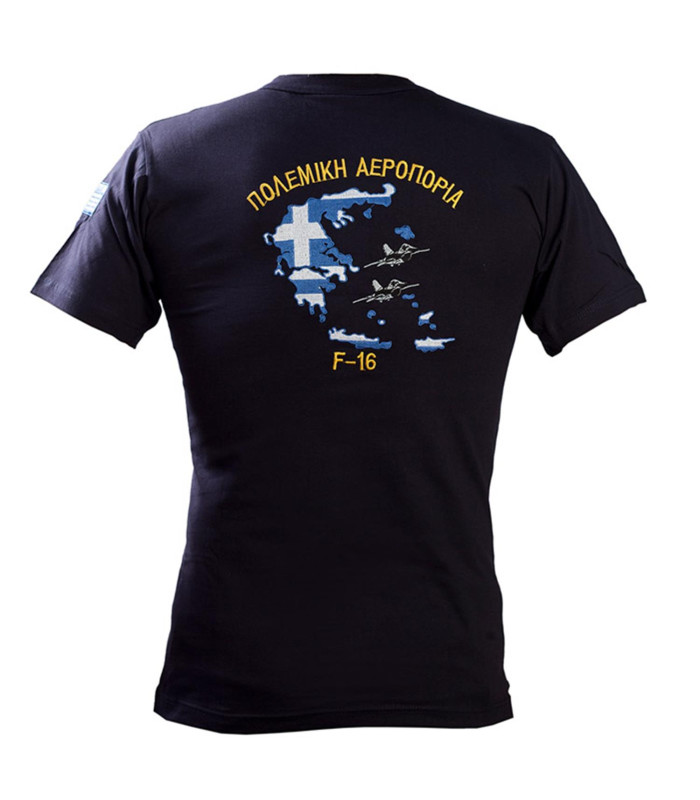 Survivors Hellenic Air Force F-16 Map Embroidered T-Shirt | Sabotage Oddal