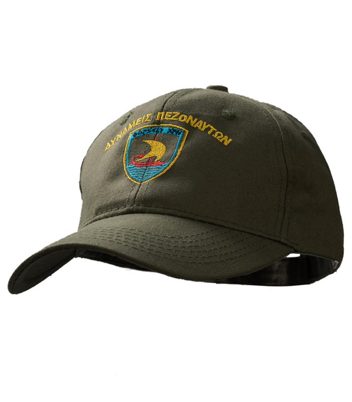Καπέλο (Τζόκεϊ) Λαδί με κέντημα ΔΥΝΑΜΕΙΣ ΠΕΖΟΝΑΥΤΩΝ