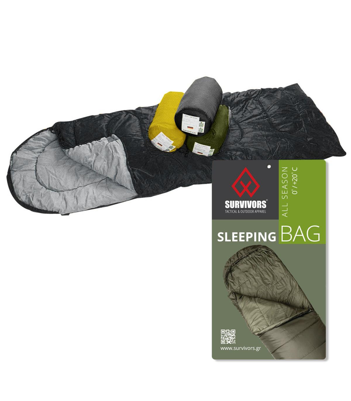 Υπνόσακος All Season 0/+20 °C ( 200gr ) Survivors Μαύρο