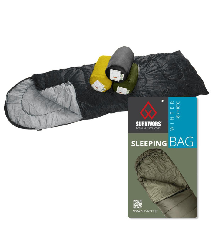 Υπνόσακος Winter -8/+10 °C ( 400gr ) Survivors Μαύρο