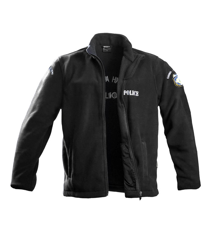 Ζακετα fleece Survivors με κέντημα Αστυνομίας (Μαύρο)