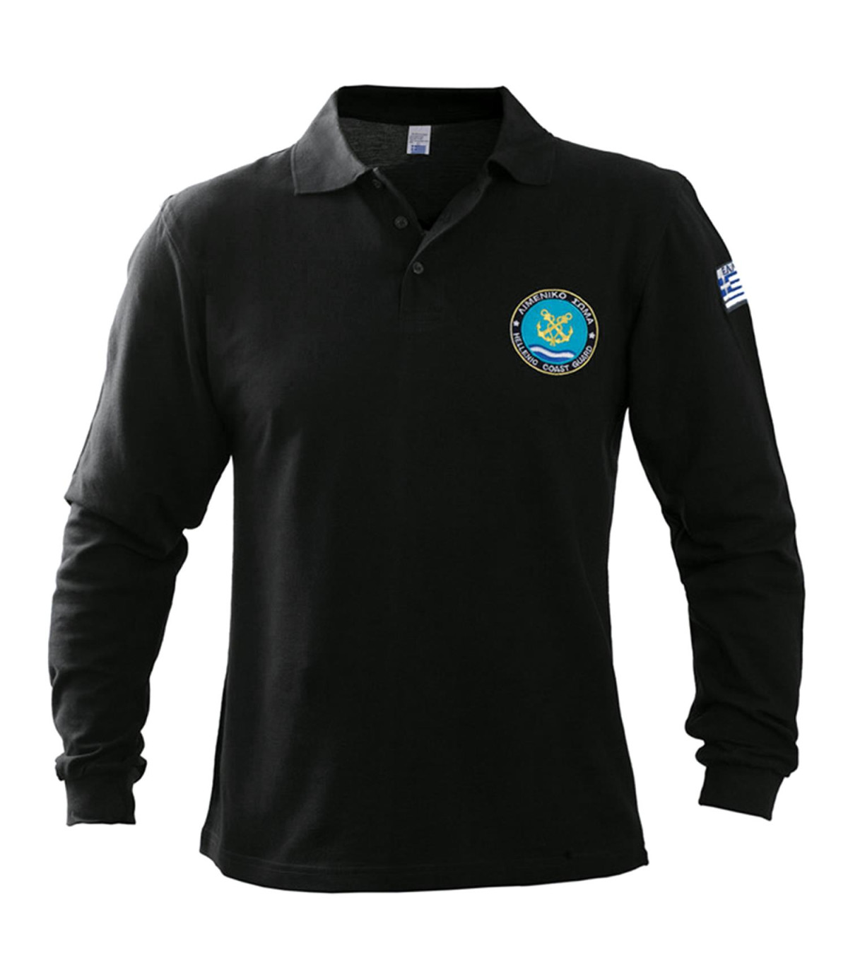 Μπλουζάκι ΠΟΛΟ μακρύ μανίκι με κέντημα Λιμενικού (Μαύρο)