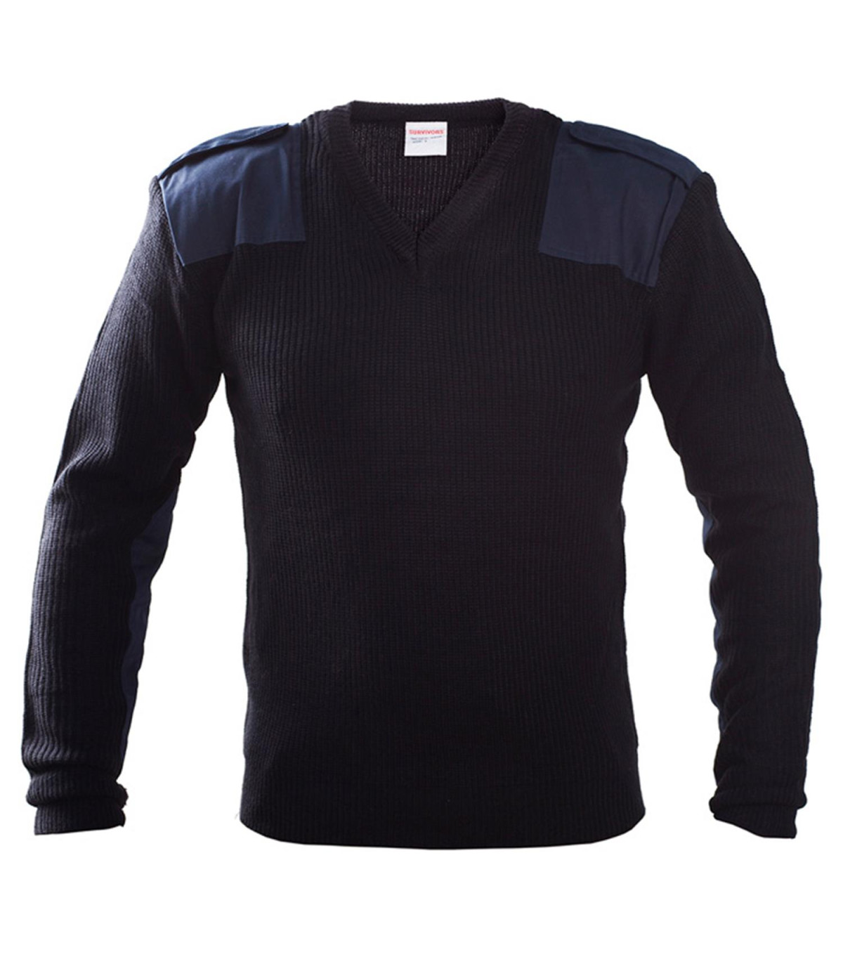 Πουλόβερ Survivors Police V Neck Pullover Με Επωμίδες Μπλε | Sabotage Oddal