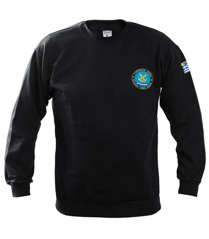 Φούτερ βαμβακερό 100% με λάστιχο & κέντημα Λιμενικού (Μαύρο)