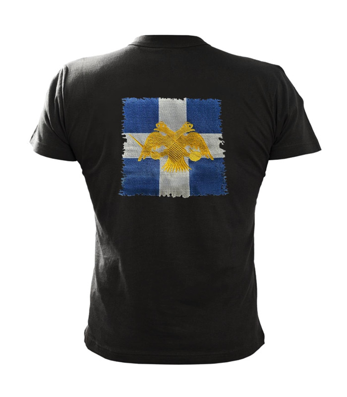 Μπλουζάκι Survivors T-Shirt με κέντημα Ελλάς Σημαία Δικέφαλος Αετός Μαύρο | Sabotage Oddal