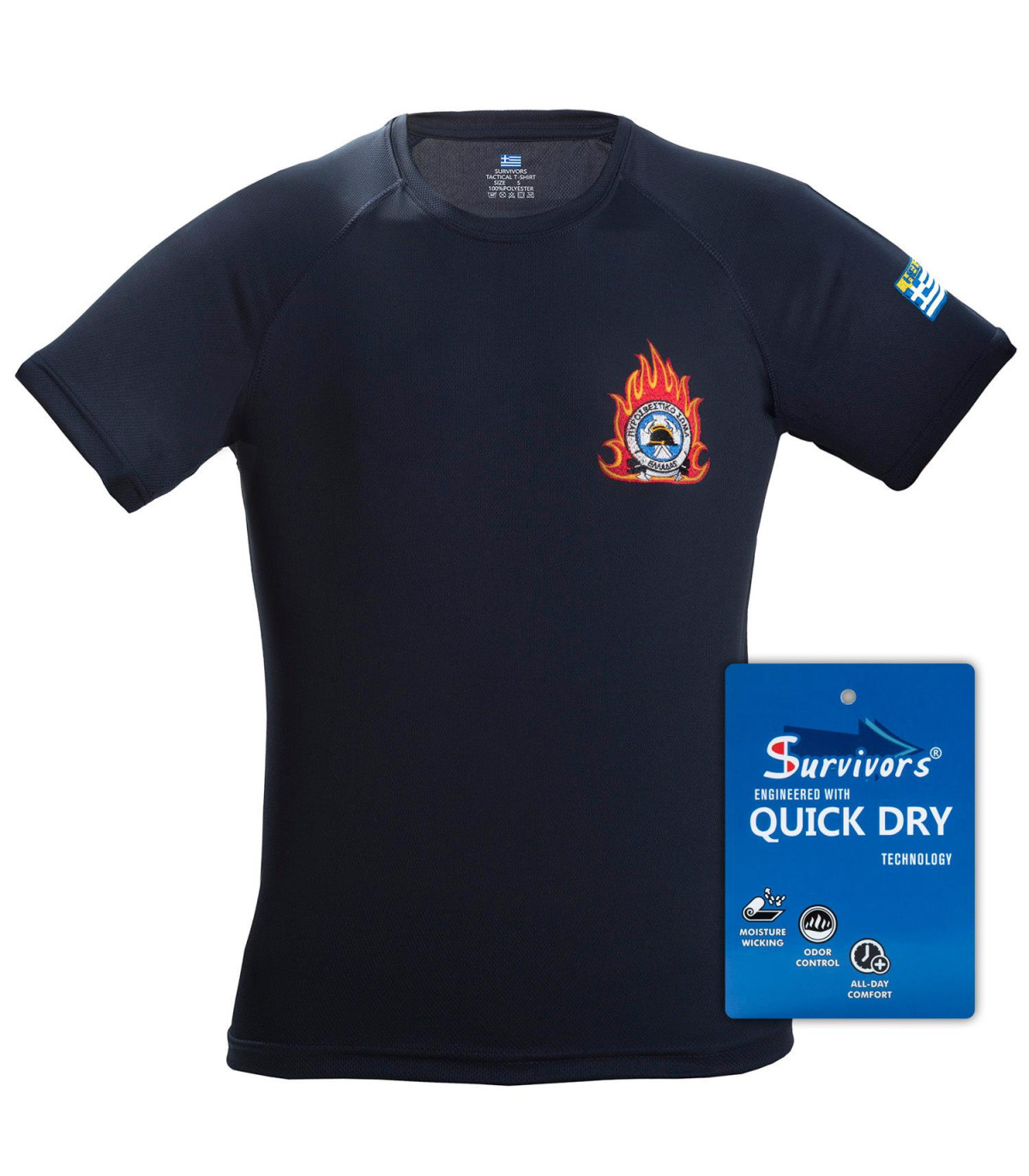 Μπλουζάκι Τ-Shirt Quick Dry Survivors μονόχρωμο S-XXL Πυροσβεστικής