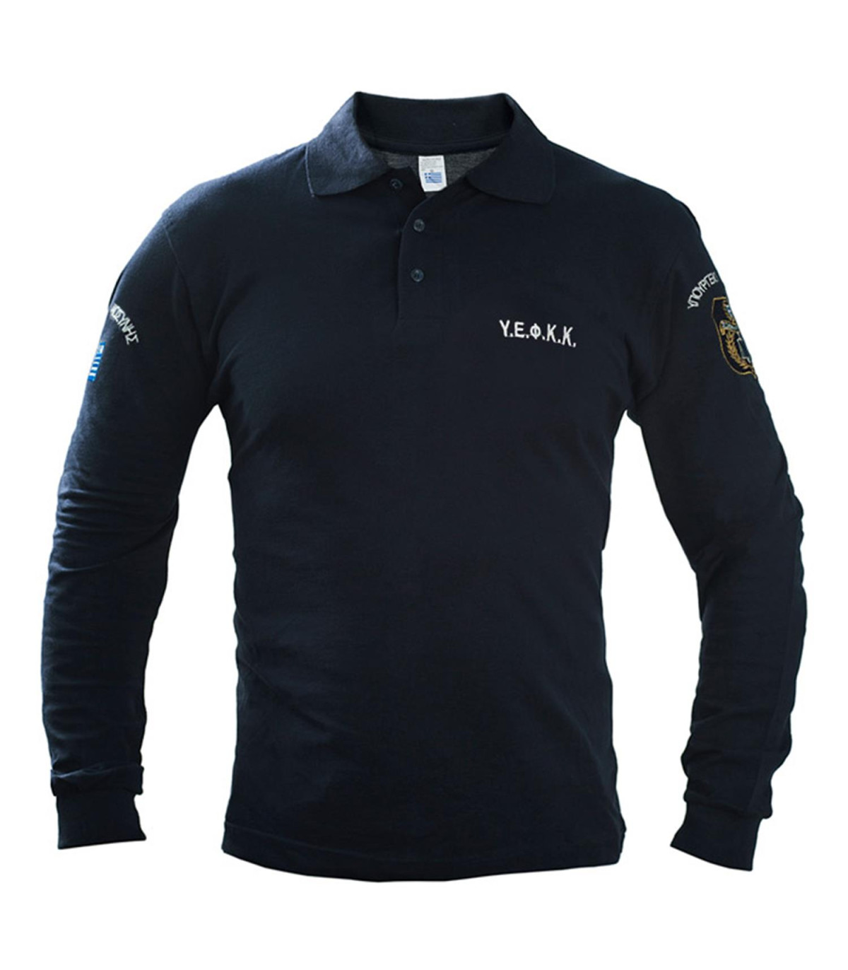 Μπλουζάκι POLO με μακρύ μανίκι και κέντημα ΥΕΦΚΚ (Μπλε)