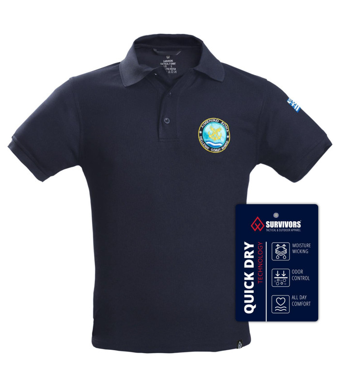 Survivors Polo T-Shirt Antisweat Embroidered Coast Guard | Sabotage Oddal