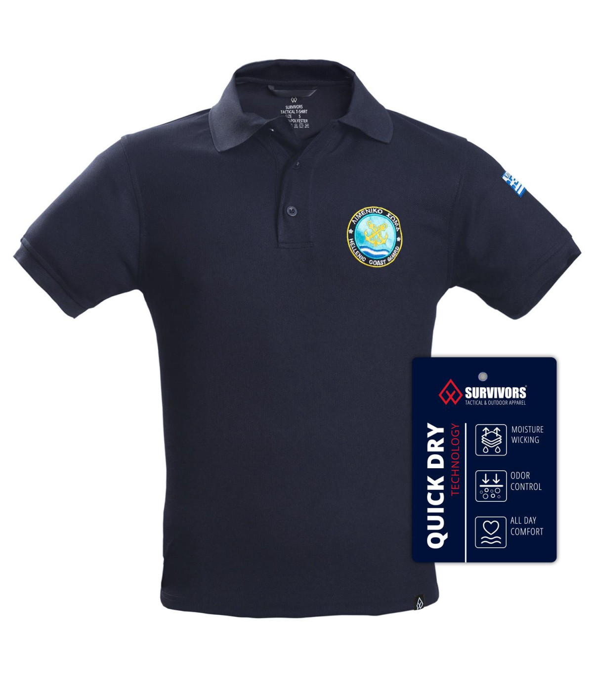 Survivors Polo T-Shirt Antisweat Embroidered Coast Guard | Sabotage Oddal
