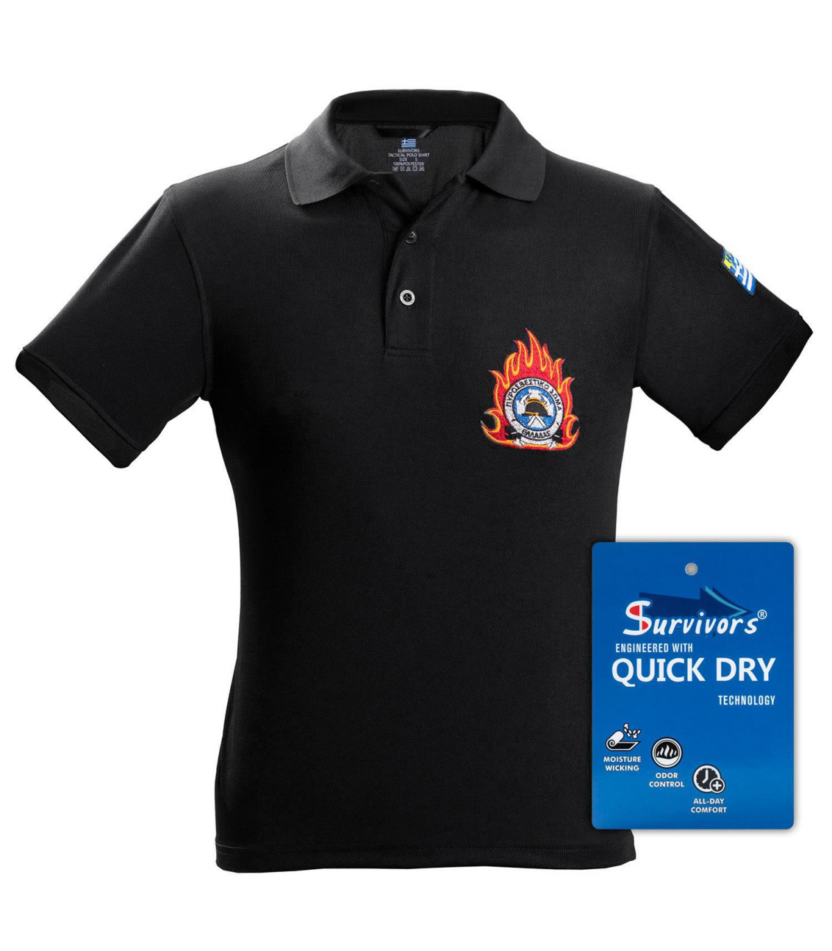 Survivors T-Shirt Polo Antisweat Firefighter Black (S-XXL) | Sabotage Oddal