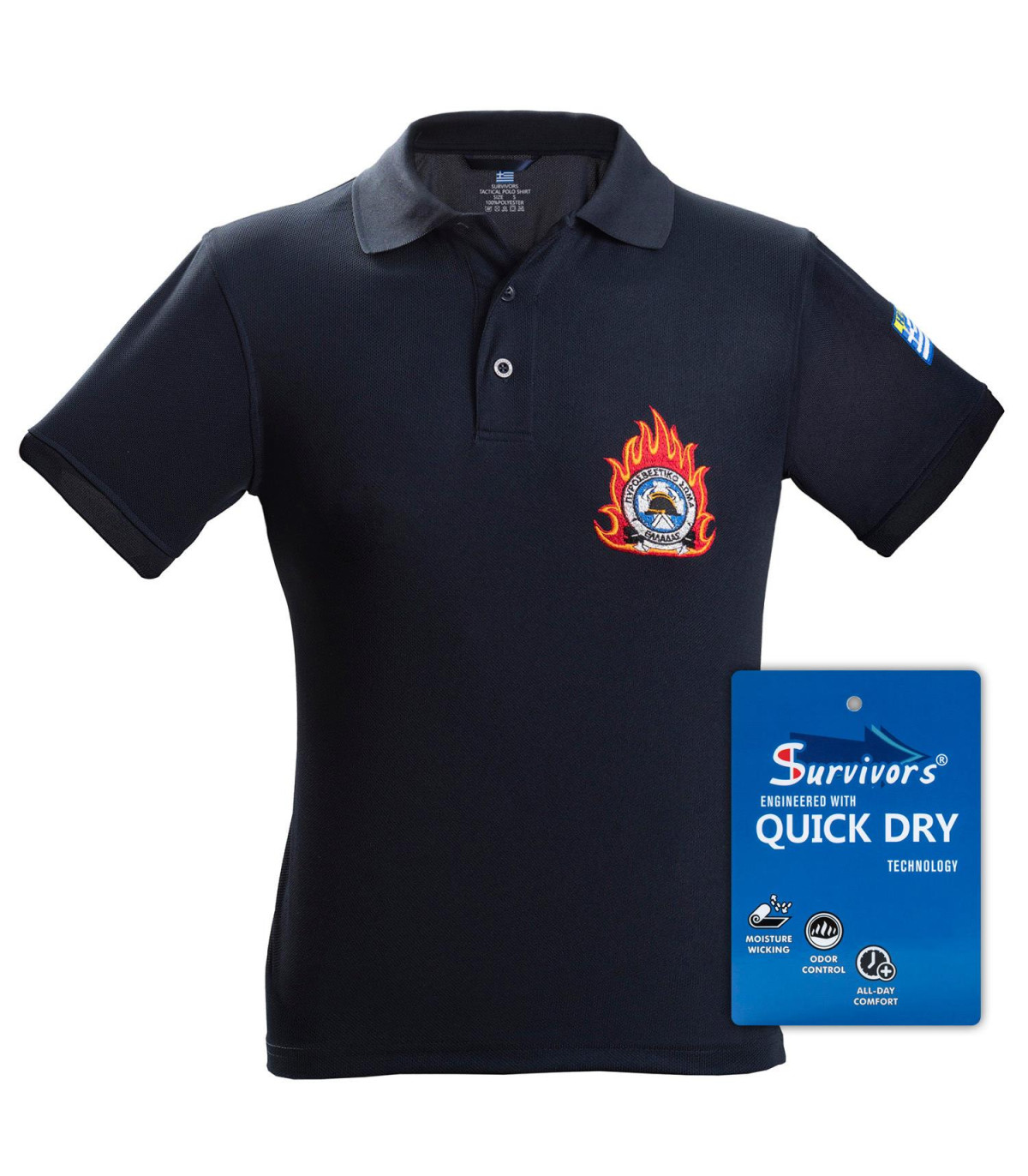 Survivors T-Shirt Polo Antisweat Firefighter Blue (S-XXL) | Sabotage Oddal