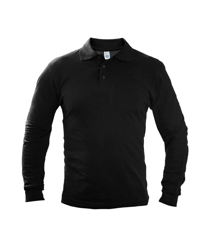 Μπλουζάκι Polo μακρύ μανίκι επιχειρησιακό (χωρίς κέντημα) Μαύρο