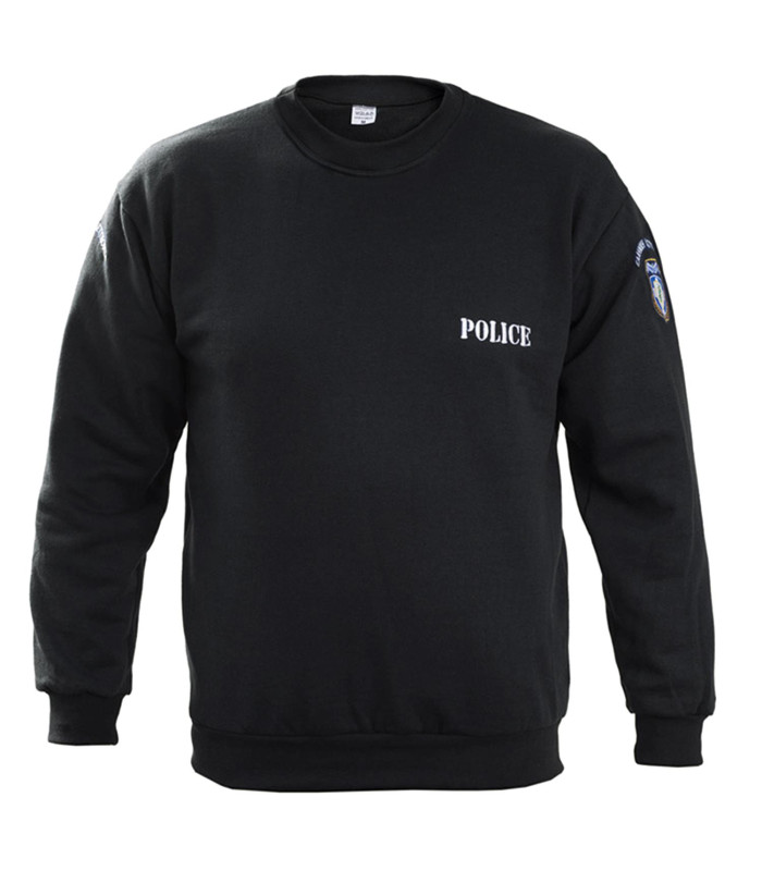 Φούτερ βαμβακερό 100% με λάστιχο & κέντημα (Αστυνομίας) Μαύρο