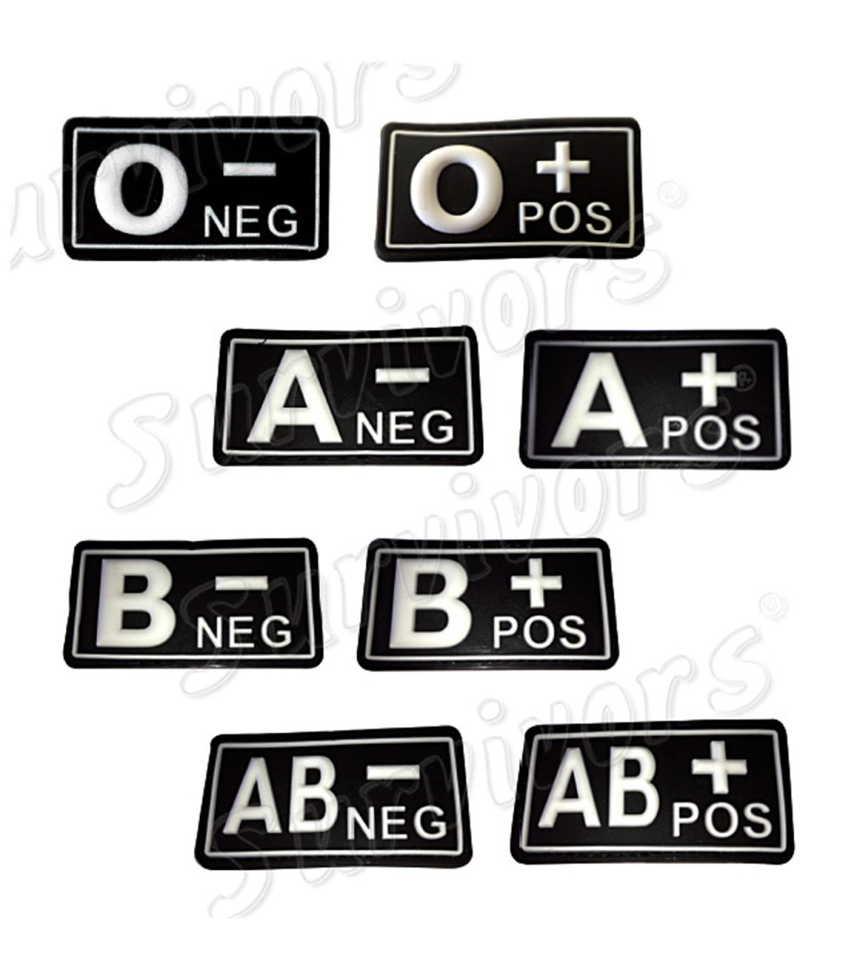 Σήματα ομάδες αίματος 3D (μαύρο - άσπρο)
