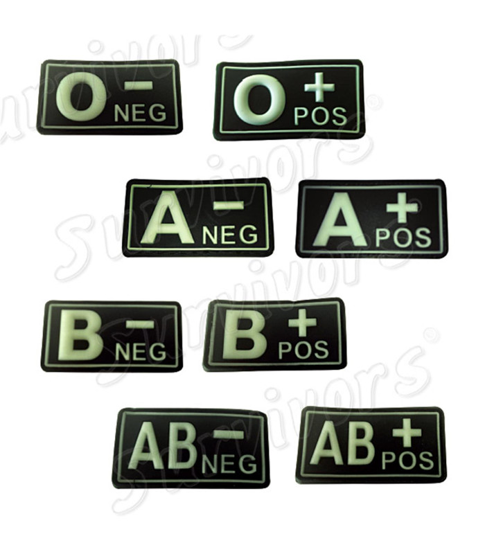 Σήματα ομάδες αίματος 3D (μαύρο - φωσφορίζον, glow)