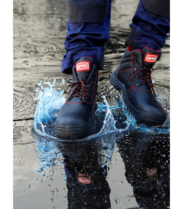 Μποτάκι δερμάτινο S3 αδιάβροχο μαύρο Νο.38 BSH102