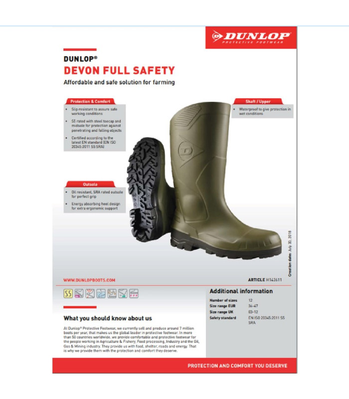 DUNLOP Μπότες γονάτου Devon S5 πράσινες H142611 No39