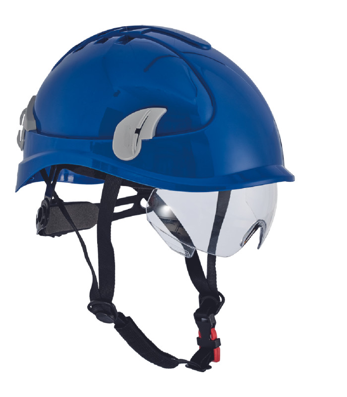 Κράνος εργοταξίου Alpinworker μπλε με ενσωματωμένα γυαλιά