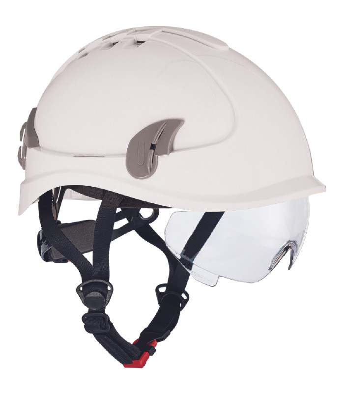 Κράνος εργοταξίου Alpinworker λευκό με ενσωματωμένα γυαλιά