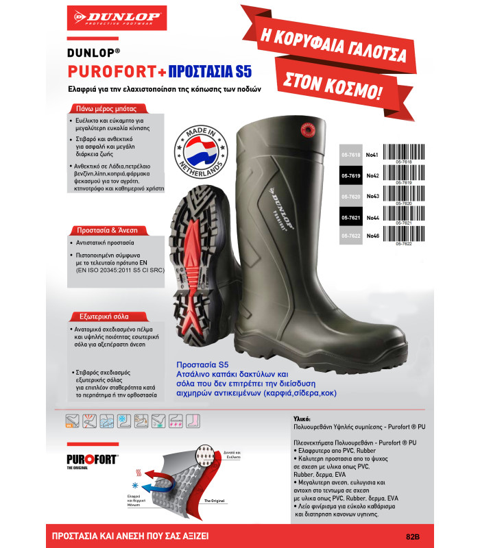 DUNLOP ΜΠΟΤΕΣ ΓΟΝΑΤΟΥ Purofort+ S5 C762933 No42 Με Προστασία Δακτύλων