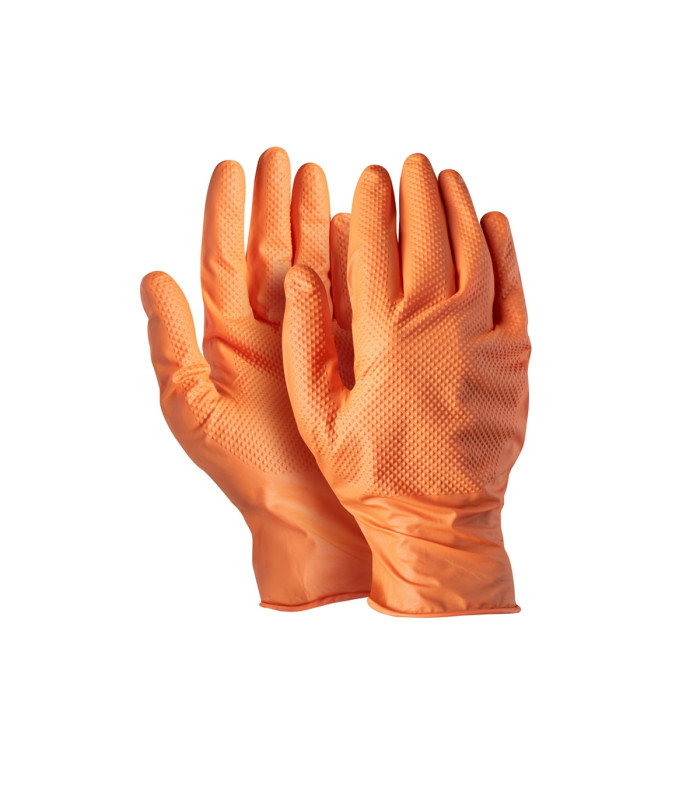 Γάντια μιας χρήσης nitrile πορτοκαλί συνεργείου πάχος 0.18mm Dext 10/XL (κουτί των 50τεμ.) D3680