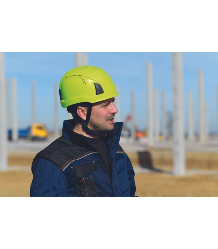 Κράνος εργοταξίου Alpinworker κίτρινο HV με ενσωματωμένα γυαλιά