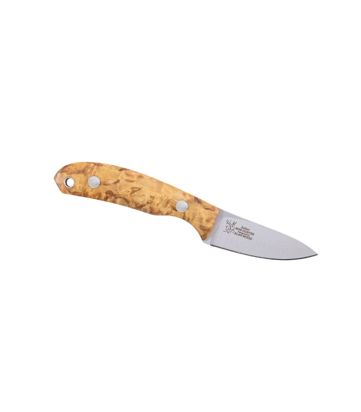 Casstrom Safari Mini Hunter Stabilised Curly Birch Stainless Steel