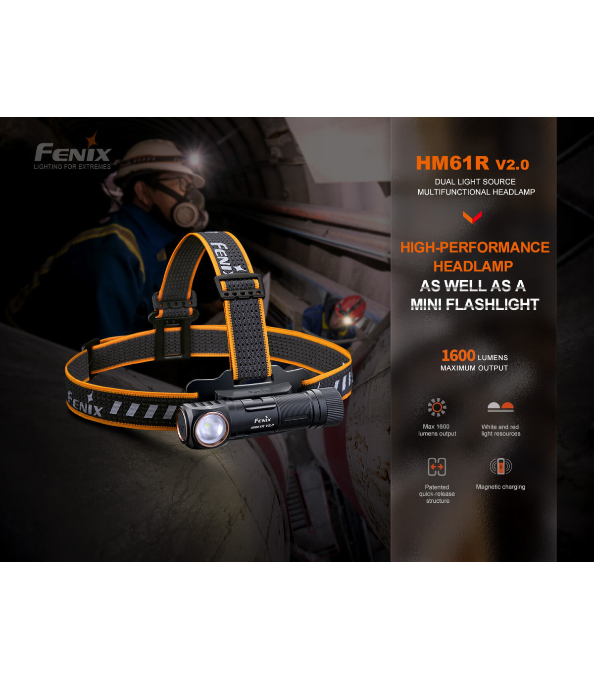 Φακός Κεφαλής Fenix HM61R V2.0 Επαναφορτιζόμενος με USB