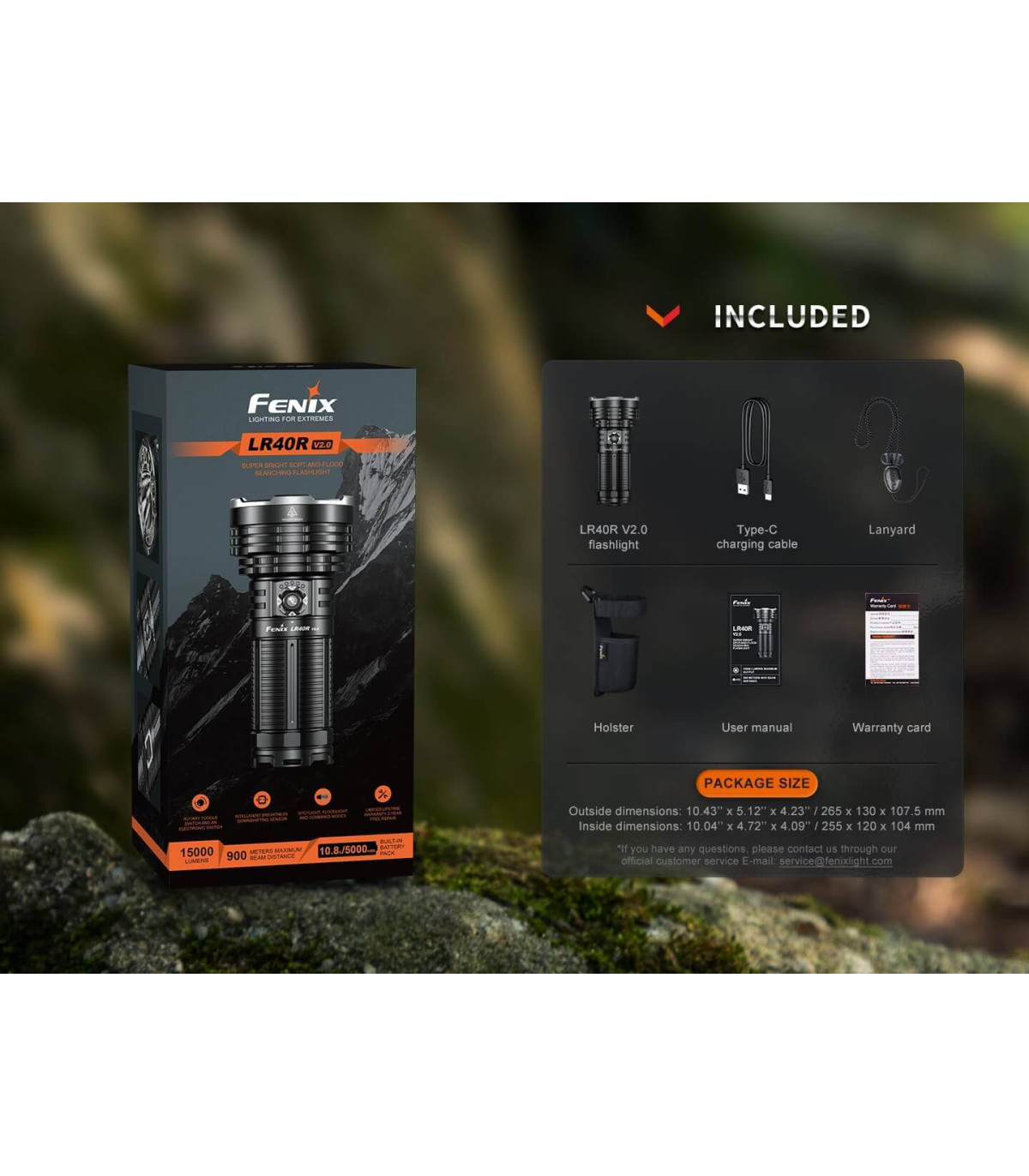 Φακός Fenix LR40R V2.0 Επαναφορτιζόμενος με USB