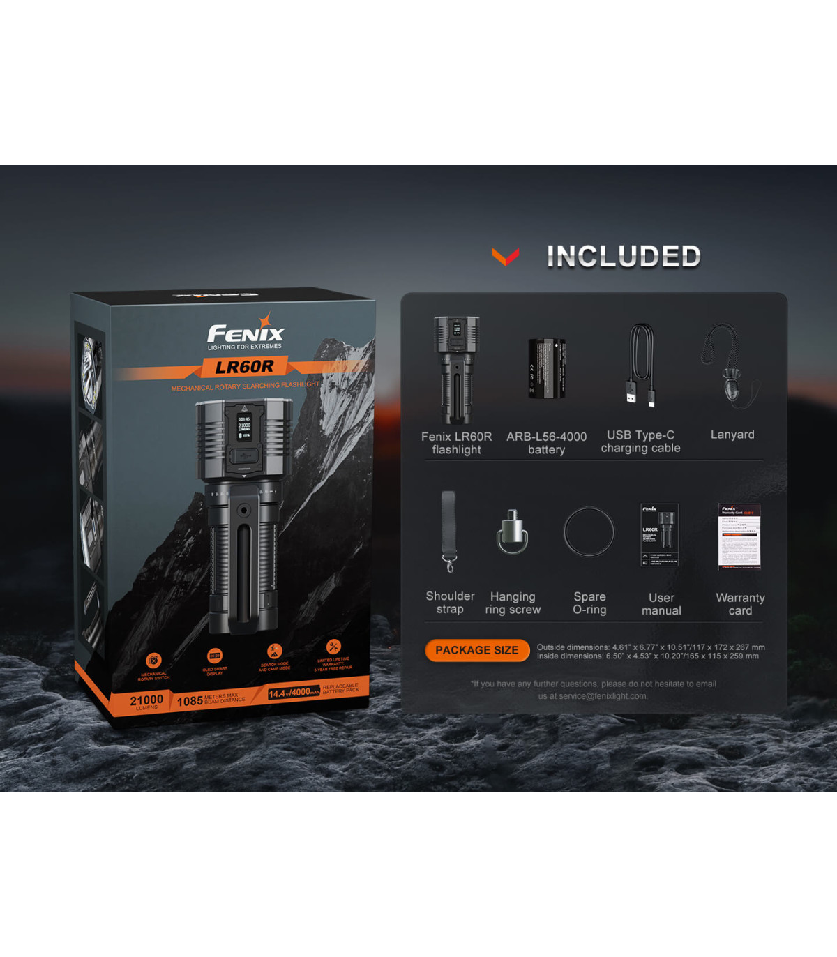 Φακός Fenix LR60R Επαναφορτιζόμενος με USB