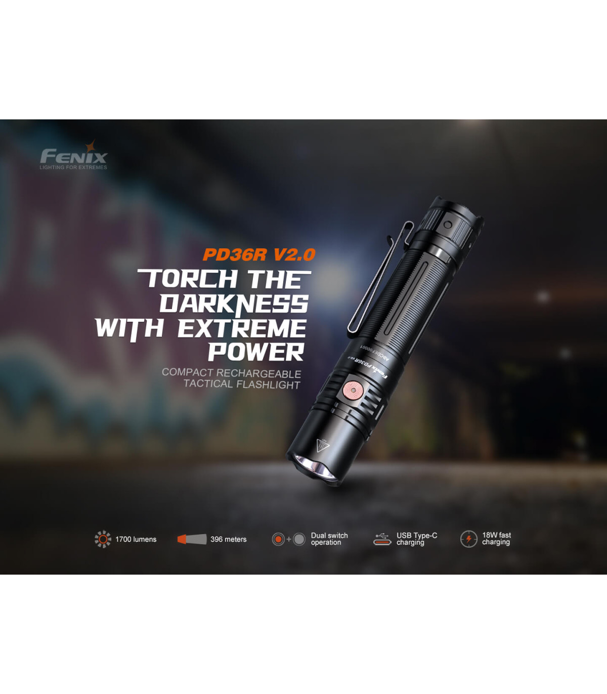 Φακός Fenix PD36R V2.0 Επαναφορτιζόμενος με USB