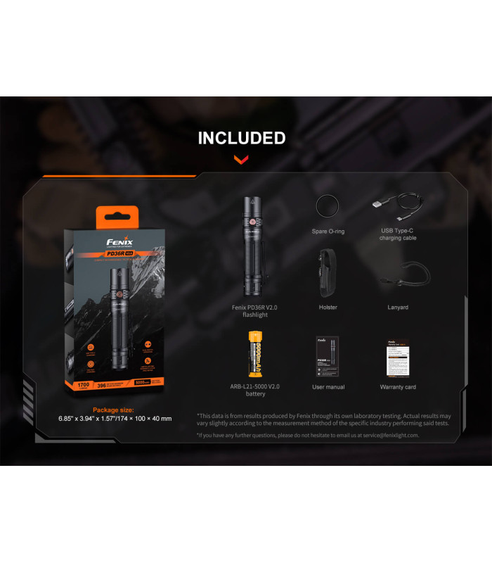 Φακός Fenix PD36R V2.0 Επαναφορτιζόμενος με USB
