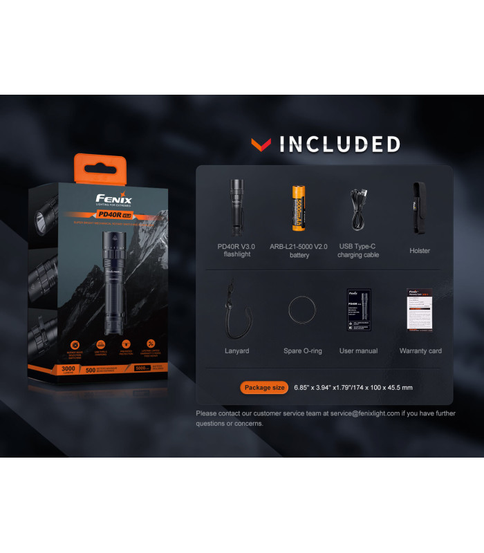 Φακός Fenix PD40R V3.0 Επαναφορτιζόμενος με USB