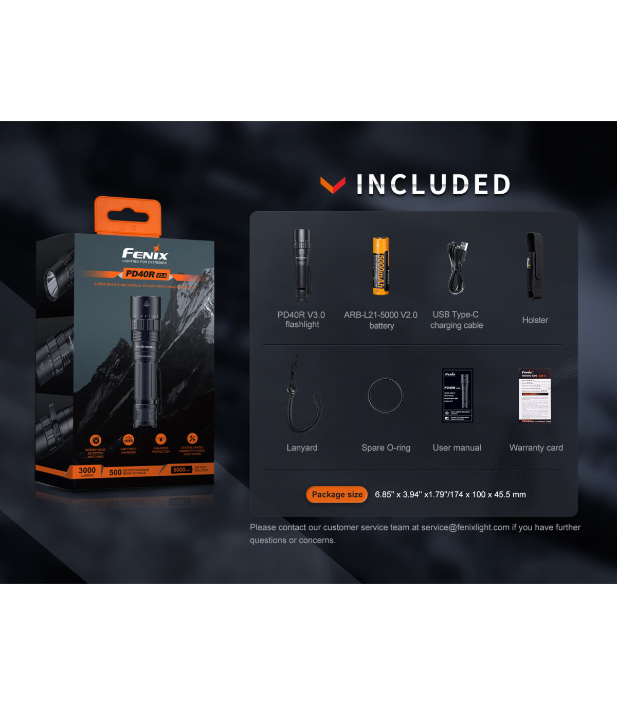 Φακός Fenix PD40R V3.0 Επαναφορτιζόμενος με USB