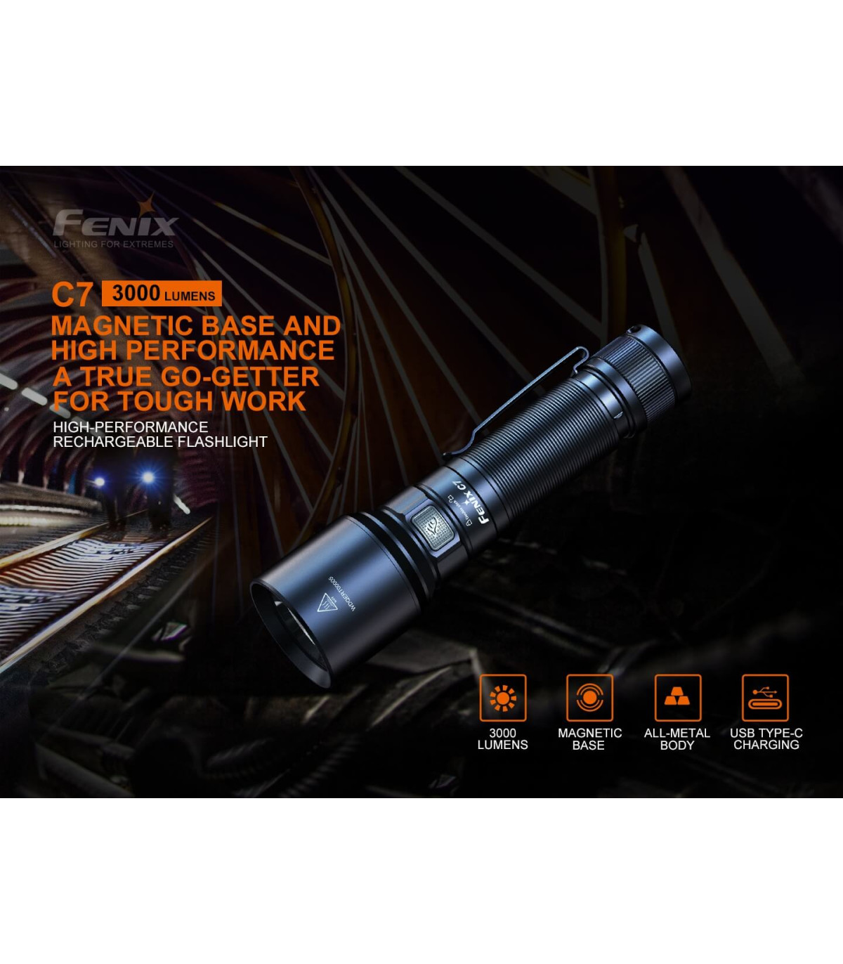 Φακός Fenix C7 Επαναφορτιζόμενος Με USB