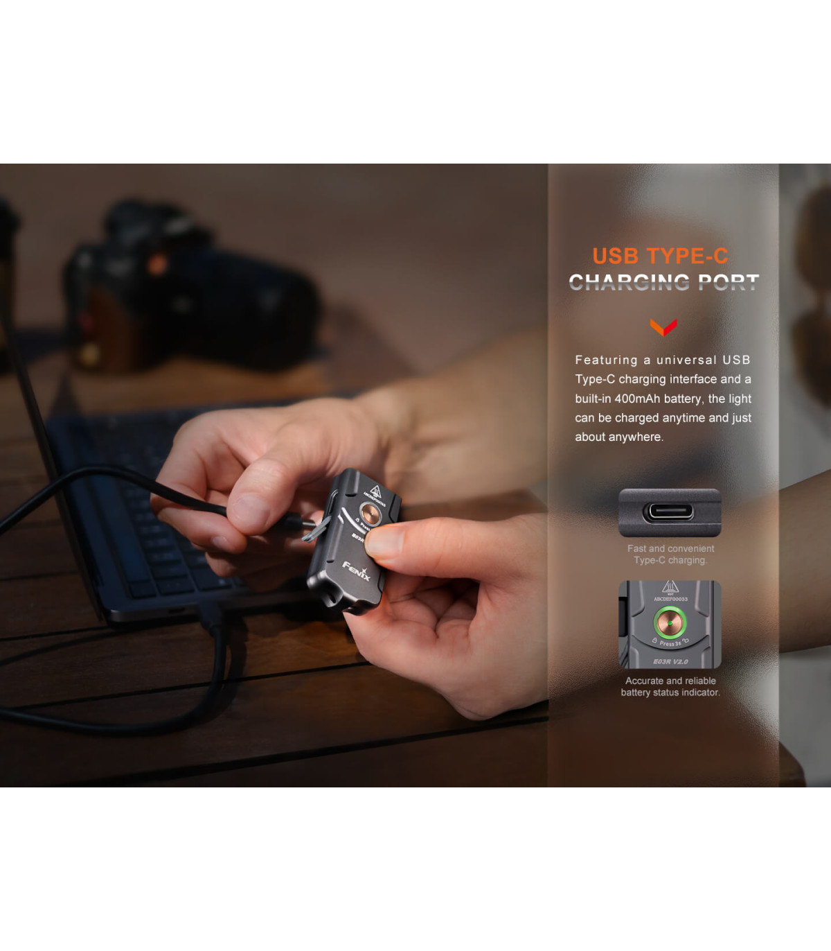 Φακός Fenix E03R V2.0 Επαναφορτιζόμενος Με USB