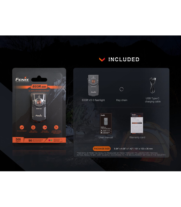 Φακός Fenix E03R V2.0 Επαναφορτιζόμενος Με USB